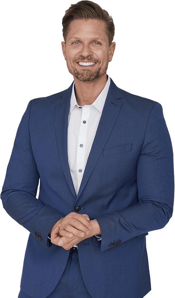 Professional host Avon Kettner with a welcoming gesture